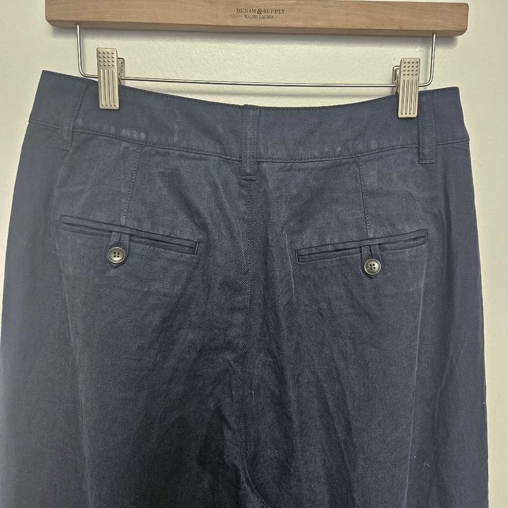 Madewell Palazzo Wide Legged Relaxed  Pants Lenin Blend True Navy Blue Sz 6 - Picture 15 of 16